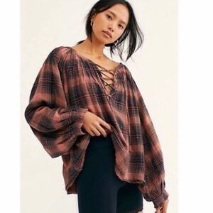 NWT Free People Lace-Up Blouse